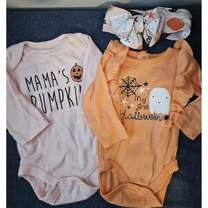 Chickpea 0-3M 3PC Babygirl Set Halloween Fall Bodysuit W/headband Minor Flaw